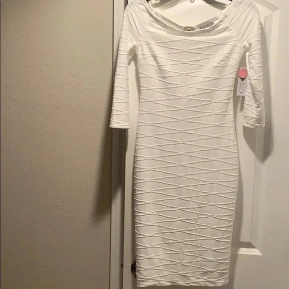 Premier Amour White Jacquard Sheath Dress NWT - Picture 4 of 8